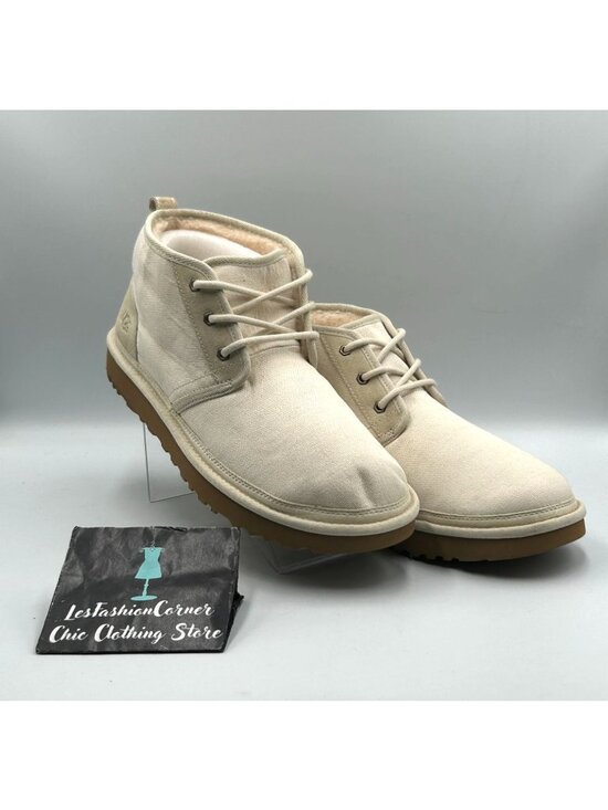 NWOB UGG Mens Beige Canvas Neumel  II Wool Lined Lace-Up Chukka Boots Sz 12 3434 main image 7